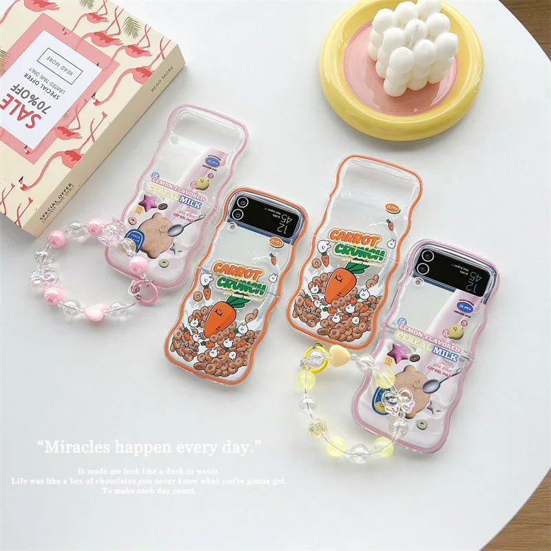 Cute Cartoon Radish Lemon Phone Case for Samsung Galaxy ZFlip3 ZFlip4 ZFlip5 Hard PC Back Cover for Z Flip 5 Case Shell