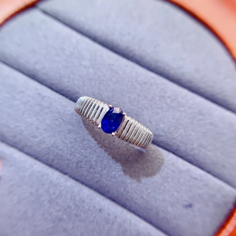 

100% Real and Natural Sapphire Ring 925 Sterling Silver Fine Handworked Jewelry Finger Rings