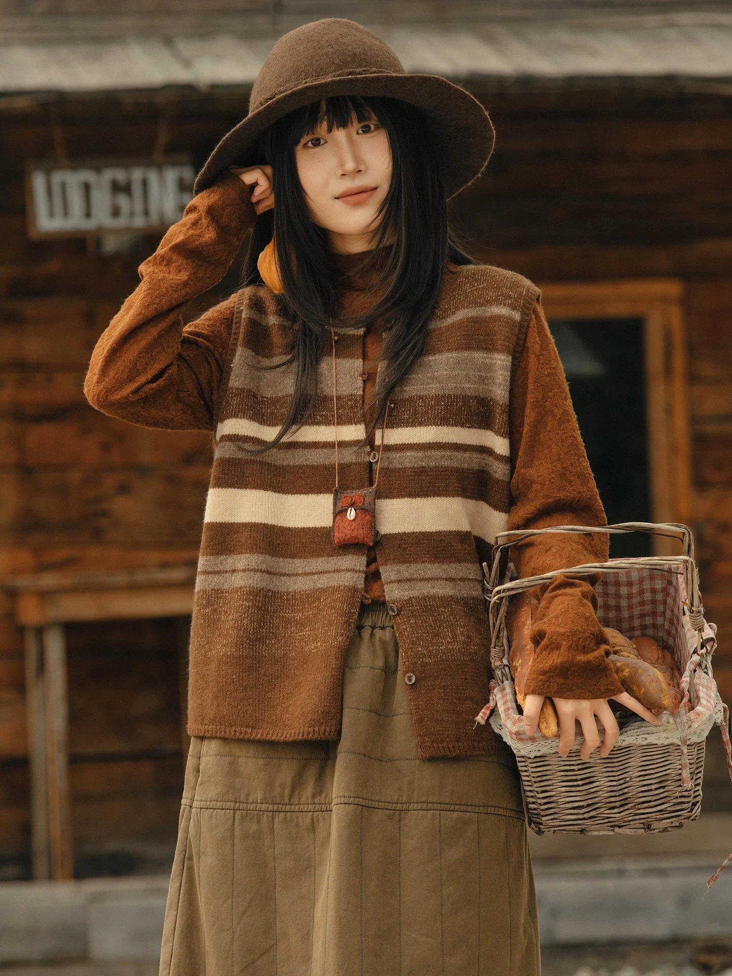 

Namsan Indigo Woolen round Ne Open Cardigan Vest 5882 Women's Faionable Thiened Winter Outerwear Wool Blend Vest