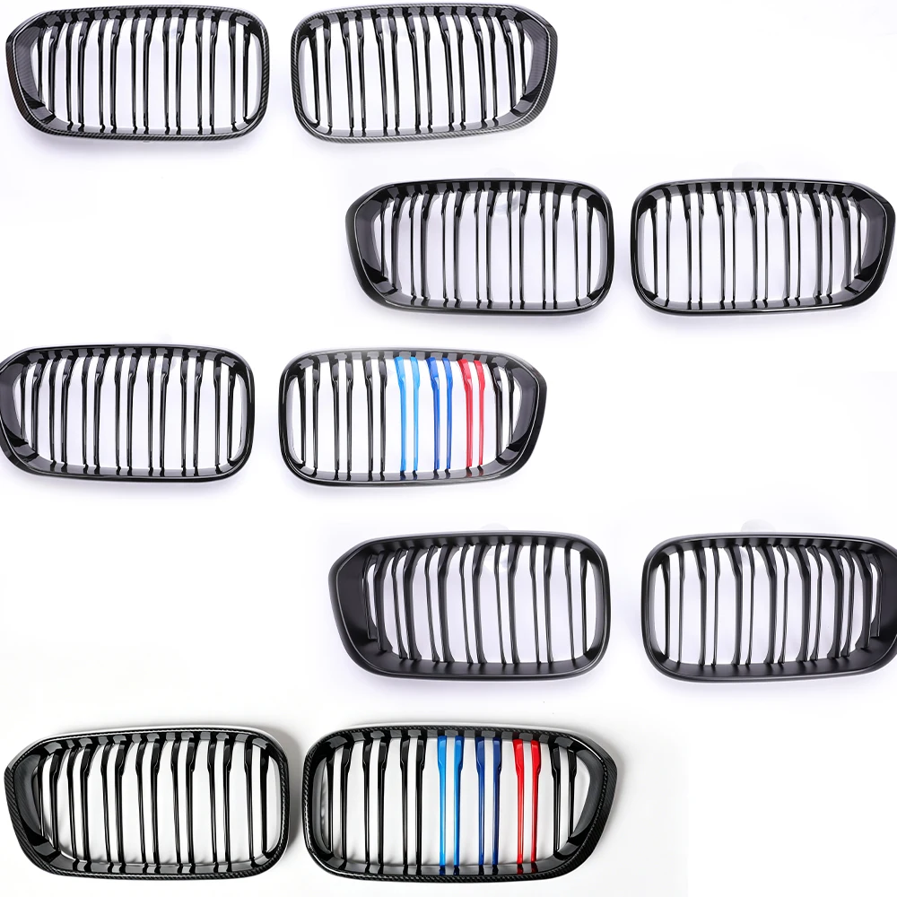 Double/Single Slat Kidney Grille For BMW 1 Series F20 F21 LCI 2015-2019 Gloss Black Matte Carbon M Color Diamond Kidney Grill