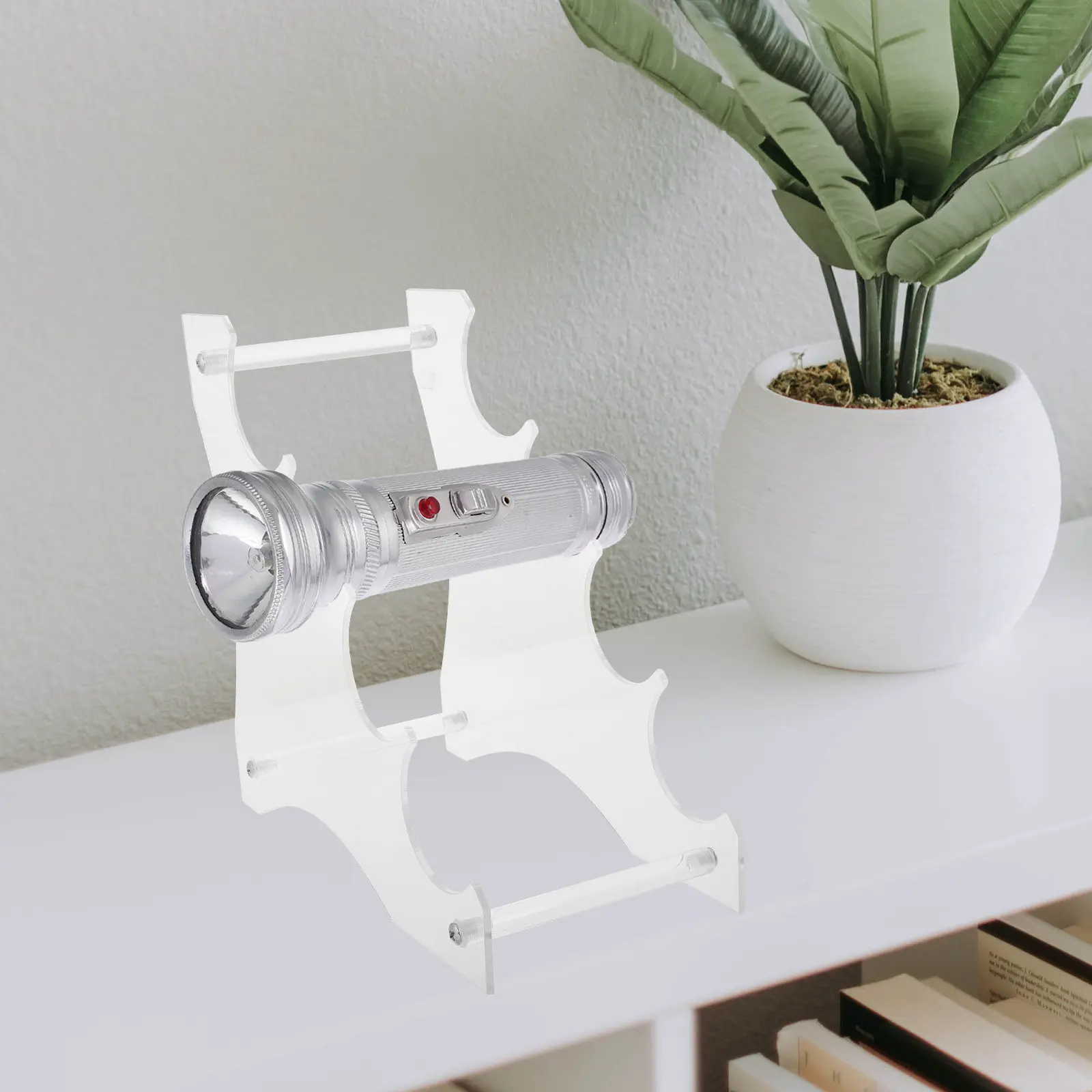 Acrylic Flashlight Display Stand Transparent Stable Bracket Torch Holder Storage Rack for Home Showcase