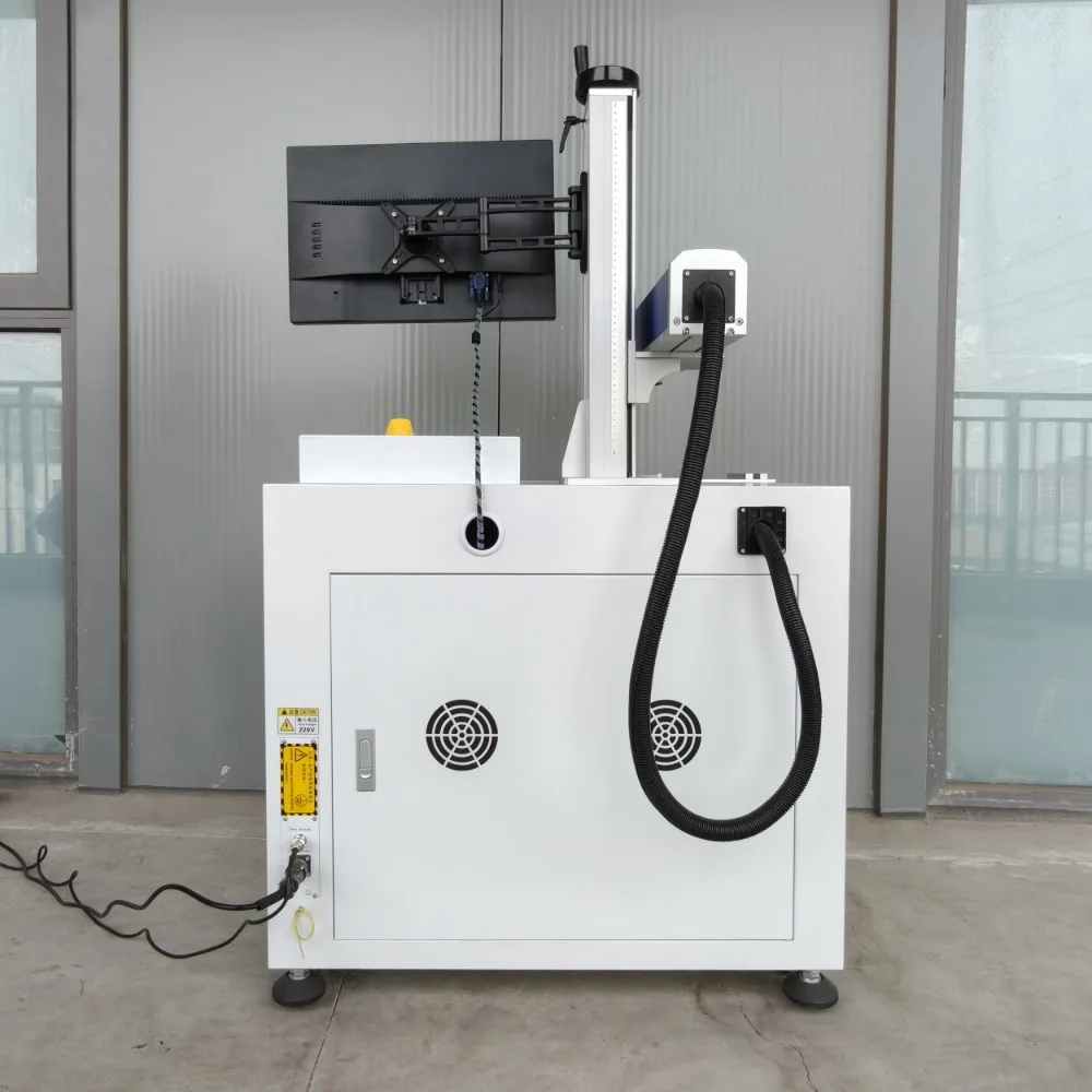 20W 30W Desktop Fiber Marking Machine Marking Engraving With Rotating Axis Engraving Machines