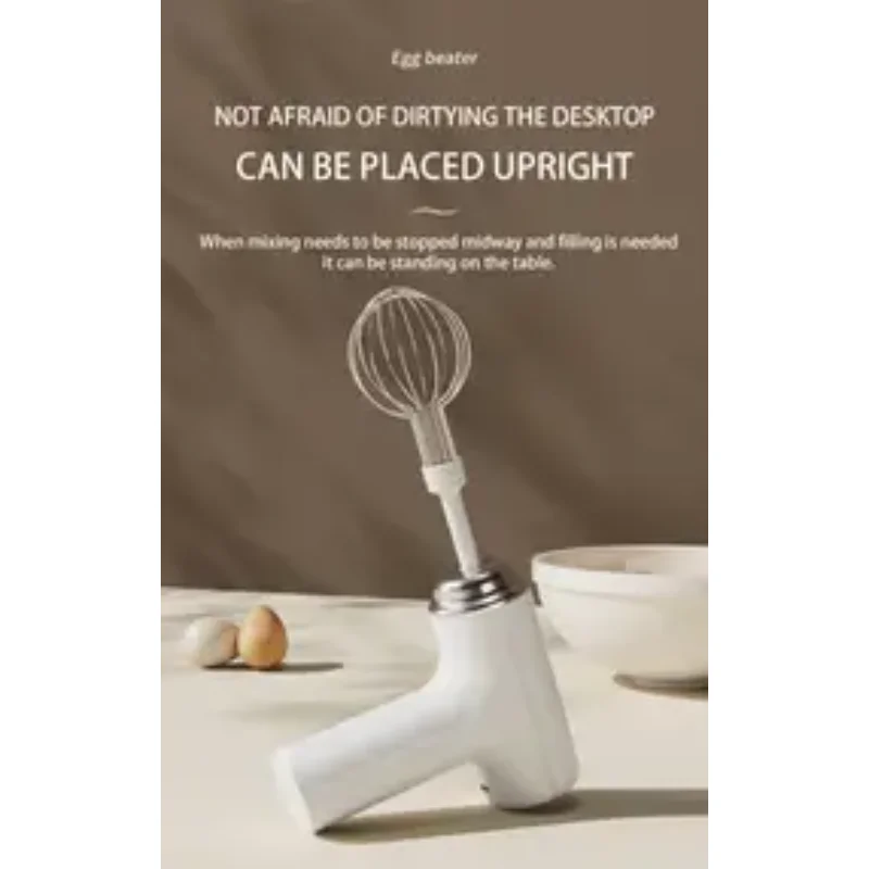 C0011-خلاط يدوي كهربائي لاسلكي أبيض، خفق من الفولاذ المقاوم للصدأ، محرك 1050 دورة في الدقيقة، يعمل بالبطارية/Usb، ليثيوم قابلة لإعادة الشحن بقدرة 800 مللي أمبير في الساعة