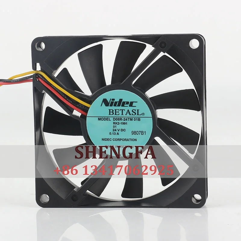 Cooling fan Nidec 5V 12V 48V 8CM 80X80X15MM 8015 Projector Copier frequency converter 3-wire D08R-24TM 01B DC24V 0.13A