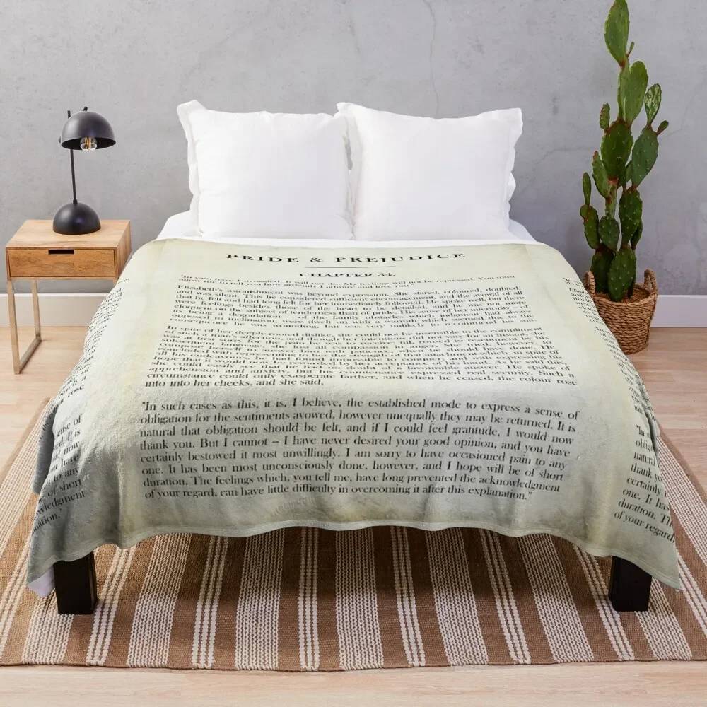 Pride & Prejudice by Jane Austen - Mr. Darcy: how ardently I admire and love you. - vintage book page Throw Blanket