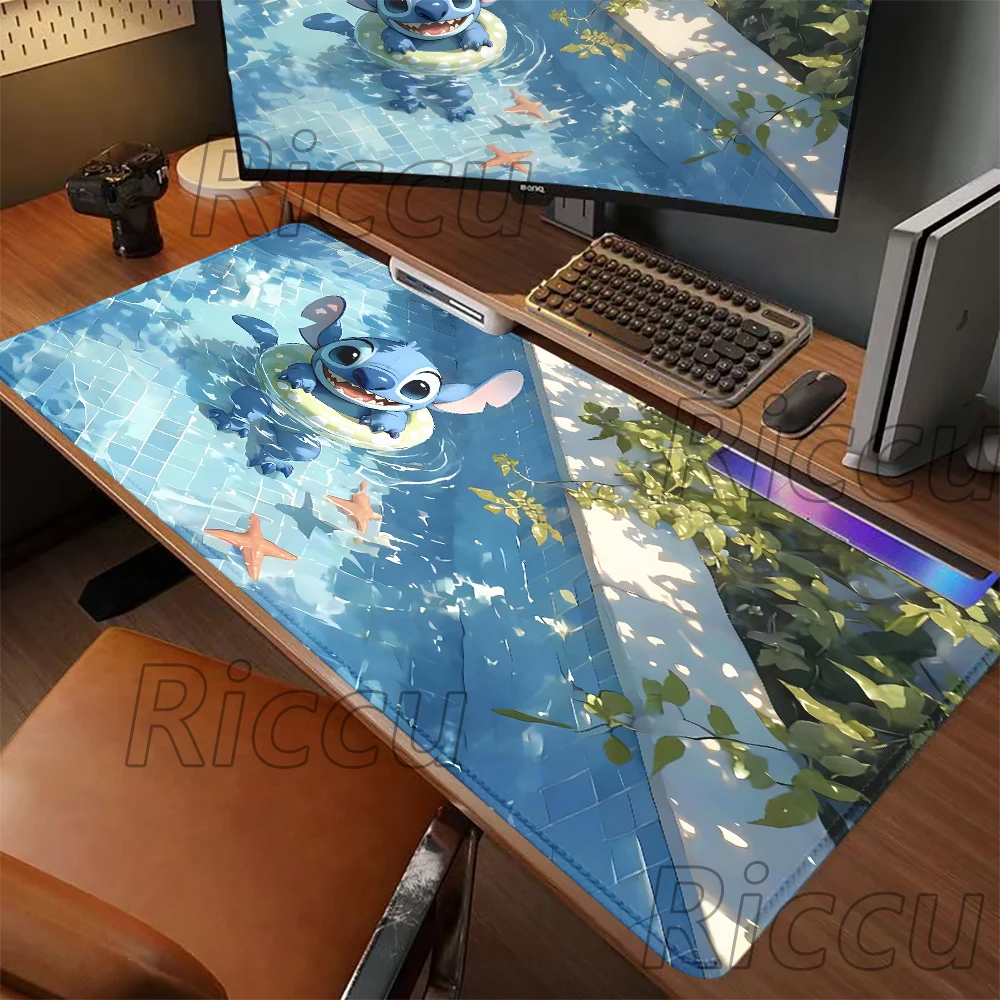 Cute anime couple Stitch Mousepad HD Printing Computer Gamers Locking Edge Non-slip Mouse Pad XXL 400x900mm Keyboard PC Desk Pad