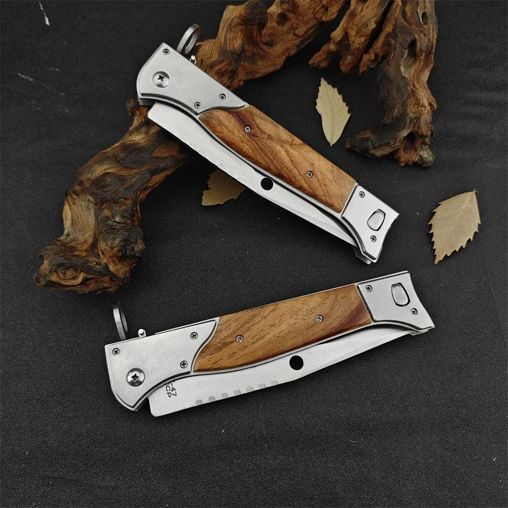 High Hardness AK47 CCCP Pocket Folding Knife 440C Blade Colored Wooden Handle Outdoor Survival Camping Hunting EDC Tool