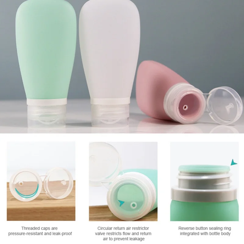 Silicone Refillable Bottle Facial Cleanser Lotion Gel Hand Washing Skin Care Tool Travel Durable Recycle Health 30ml/60ml/90ml