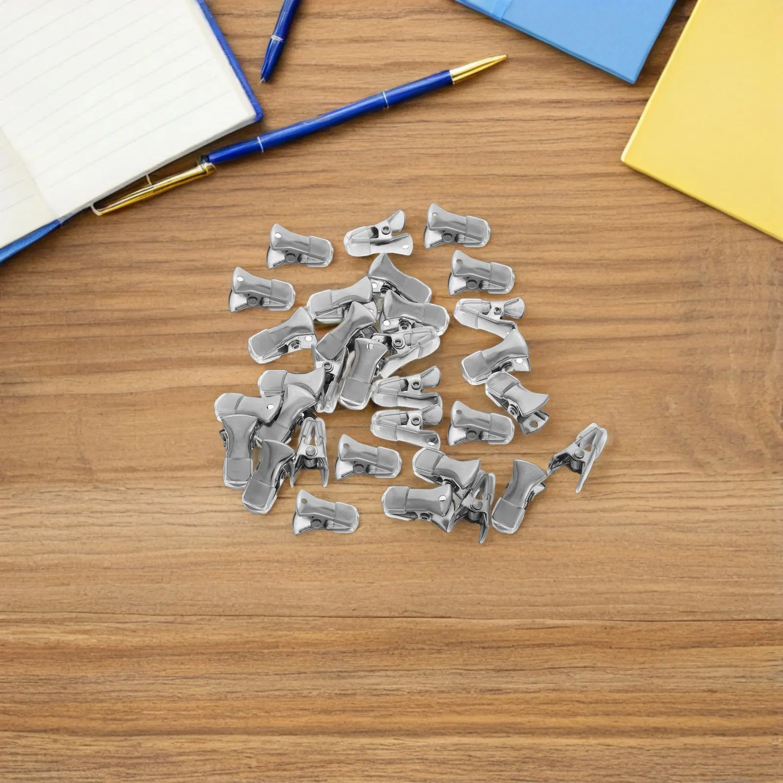 30Pcs Mini Metal Alligator Clip Holder Non Slip Flat Mouth Clamp School Supplies Clip Office Badge Holder Craft Crafting Name