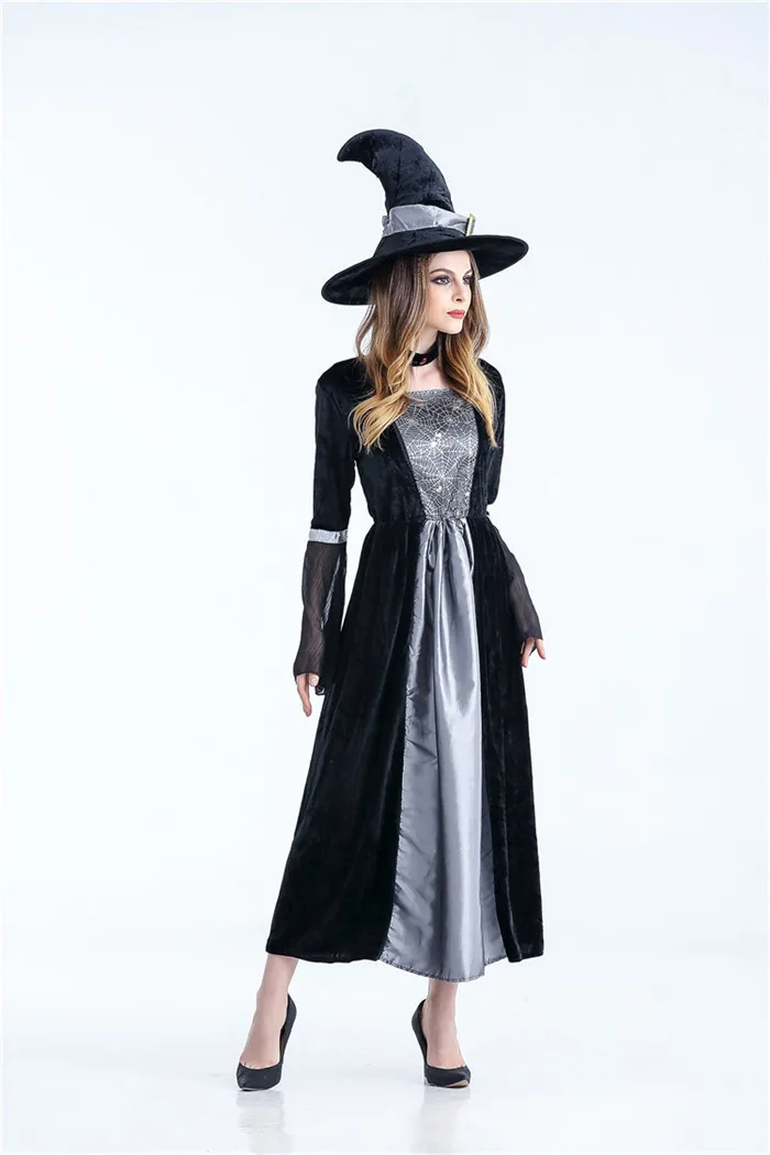 أزياء الهالوين الساحرة للبالغين، حفلة تنكرية للرقص الموت بلا رداء كوسبلاي للمرأة العجوز، تنورة طويلة، ملابس مسبقة #5