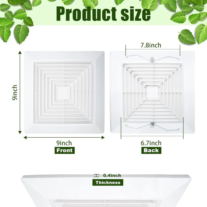 스프링이 있는 욕실 배기 팬 커버 9인치, 흰색 천장 또는 벽걸이형