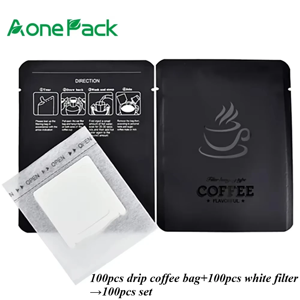 100pcs Portable Disposable Cusomized Drip Coffee Filter Bag For Home Office Trave Custom Printing Pouches