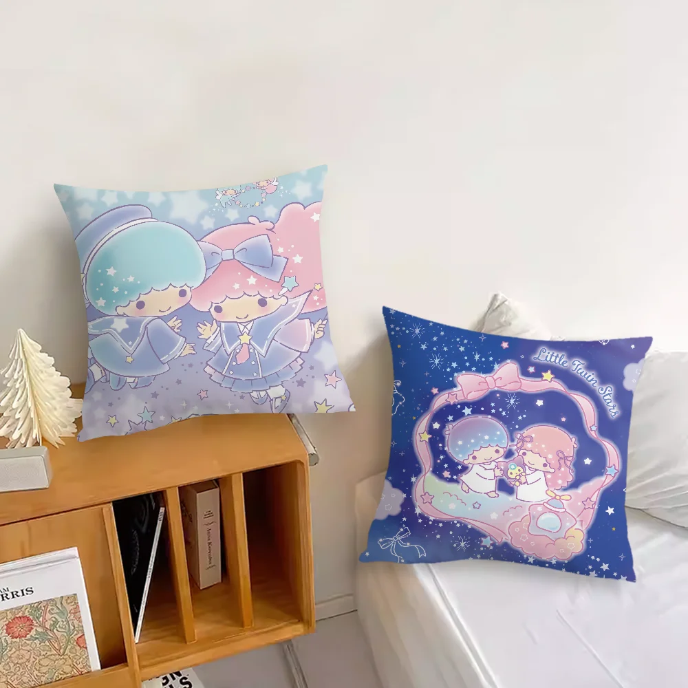 MINISO L-Little Twin Stars-s Cute Pillow Case Sofa Living Room Bedroom Headboard Backrest Cushion Square Cushion Nap Time