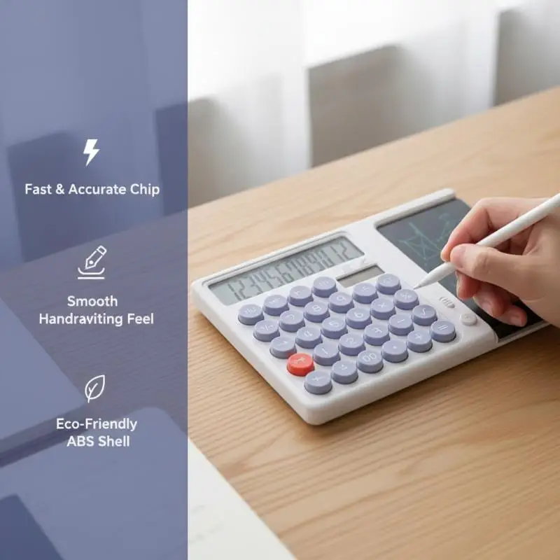 12 Digits Large‑Screen Calculator with Handwriting Pad Dual Power Supply Big Color Display Portable Desktop Calculator