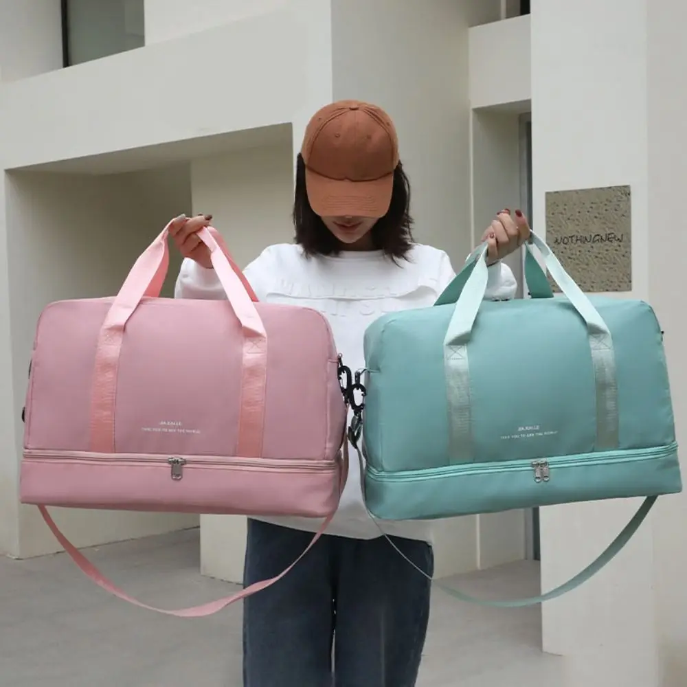 

Расширяемая дорожная спортивная сумка через плечо, большая вместительная женская сумка для фитнеса, прочная дорожная сумка с отделением для сухого и влажного багажа