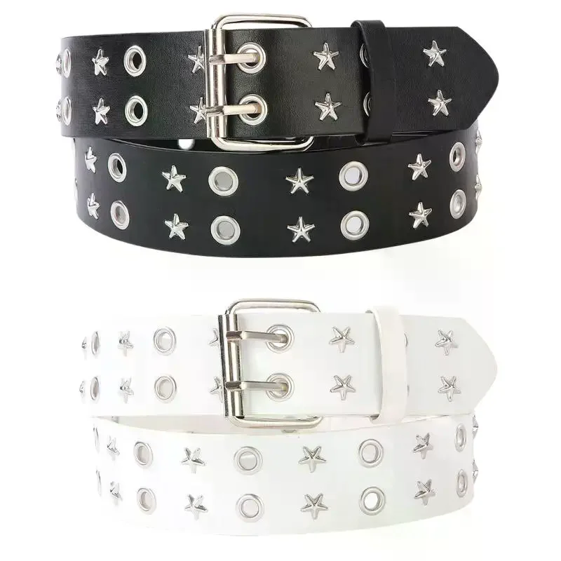 Retro Punk Y2K Metal Rivet Belt Heavy Industry Sturdy Waistband for Women Girls Trendy Halloween Cosplay Outfit Accessory
