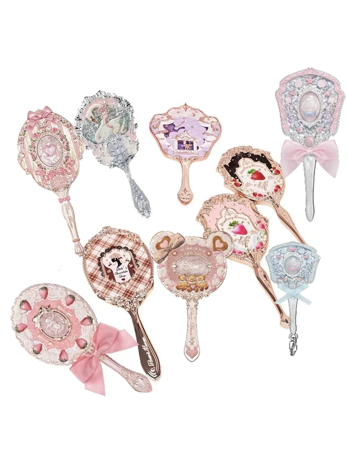 Bloemenkennis Spiegel Maanlicht Zeemeermin THE SWEETIE BEAR Collectie Handspiegel Beperkte oplage Wit Blauw Roze Feeënspiegels - afbeelding 2