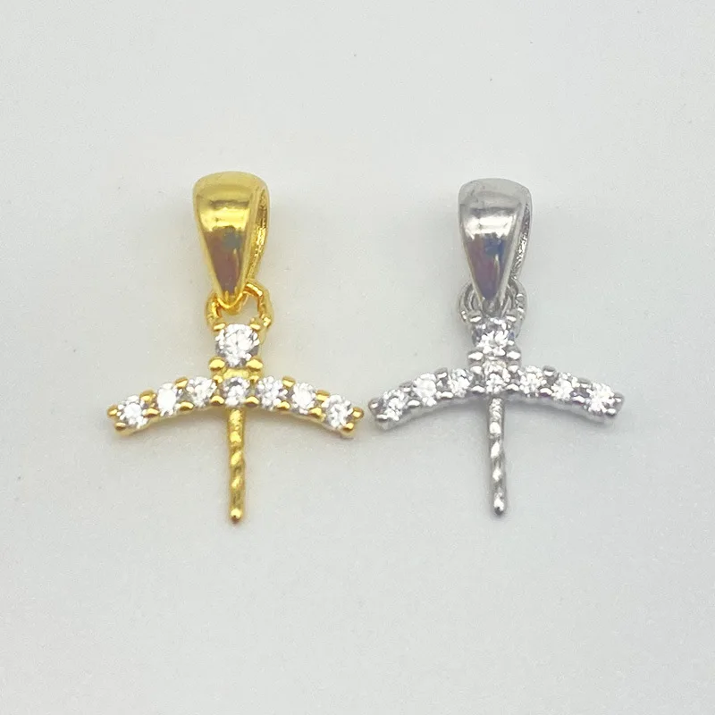 

S925 Sterling Silver Eyelash Design Pendant Blank with CZ Accents DIY Pearl Setting Jewelry Finding for Necklace Making