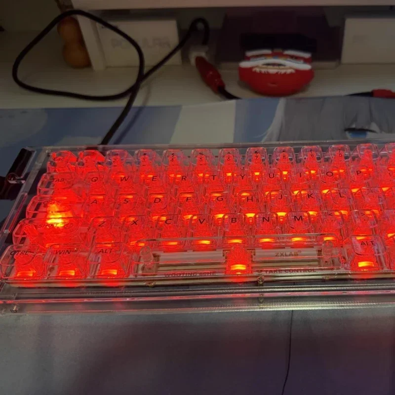 DH60 Mechanical Keyboard Case Custom Ransparent Color Semi Transparent Acrylic Shell for Wooting 60he+diy Mechanical Keyboard