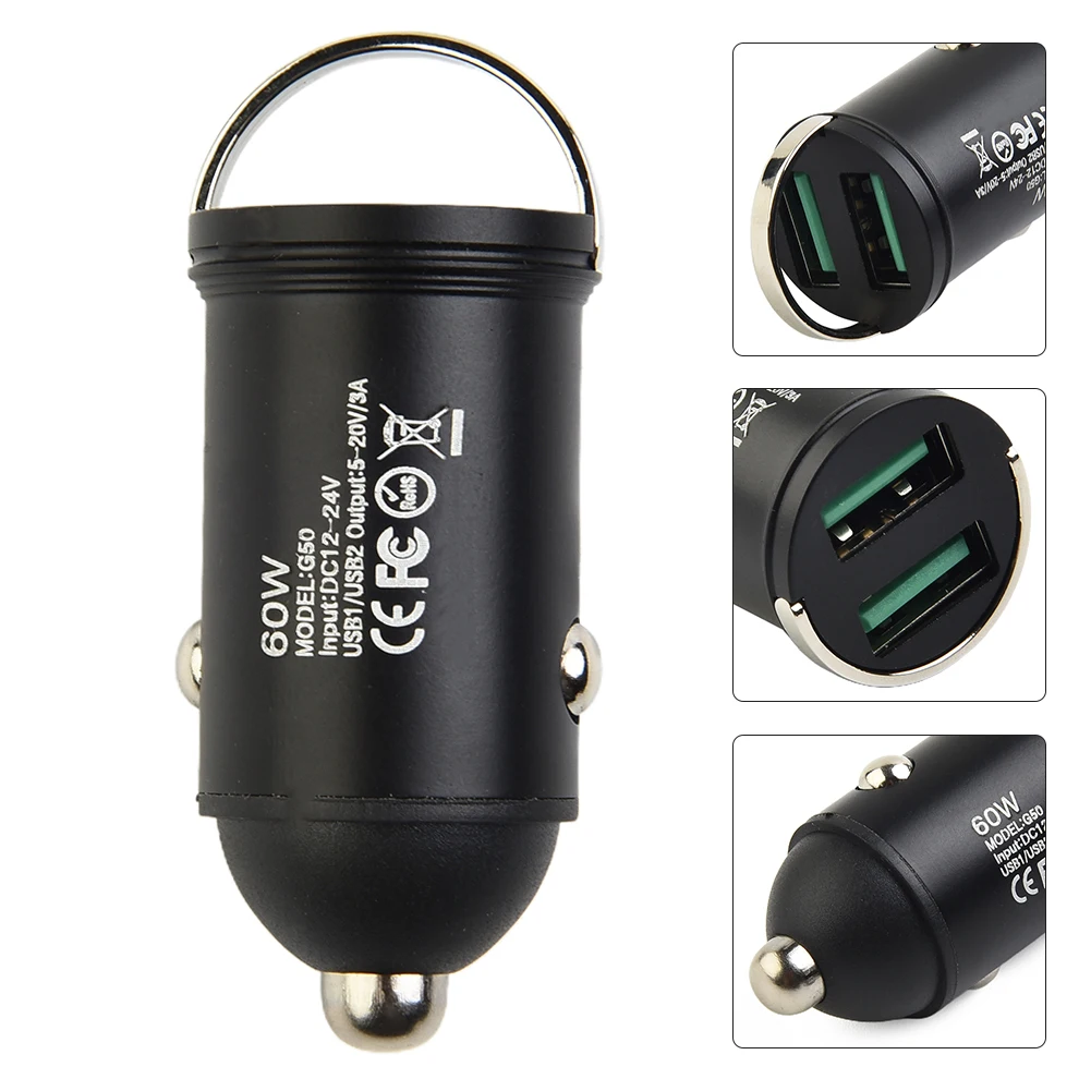 تقليم شاحن سيارة أقراص Type-C 1 قطعة ملحق سريع للغاية سبائك الألومنيوم المزدوج USB الهواتف المحمولة شاحن الهاتف