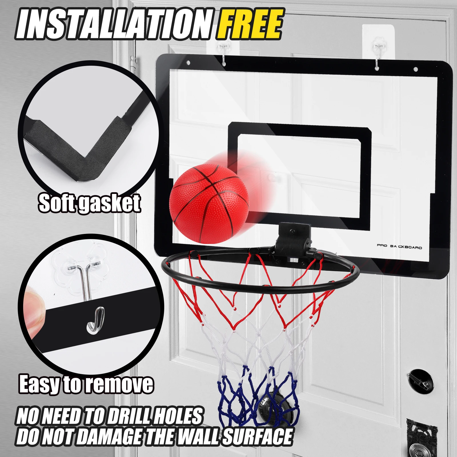 Mini Plastic Basketball Hoop, Indoor Basketball Backboard, Plastic Foldable Basketball Hoop, No Installation Required