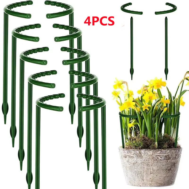 4PCS Plastic Plant Support Pile Frame Greenhouse Arrangement Semicircle Fixed Rod Indoor Flower Plant Vine Climbing Bracket