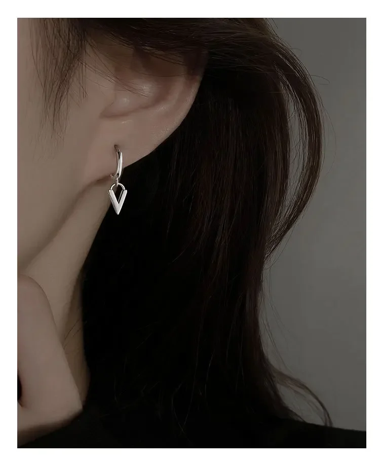 Einfaches Design Silber Brief Tropfen Ohrringe für Frauen neue Mode Ohr manschette Piercing baumeln Ohrring Geschenk – Detail 5
