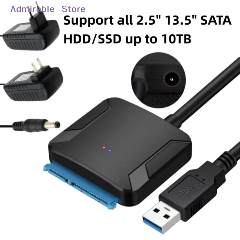 [W]SATA to USB 3.0 Adapter for 3.5 Inch and 2.5 Inch SSD HDD Fast Portable Hard Drive Disk Cable for Data Transfer and Backup