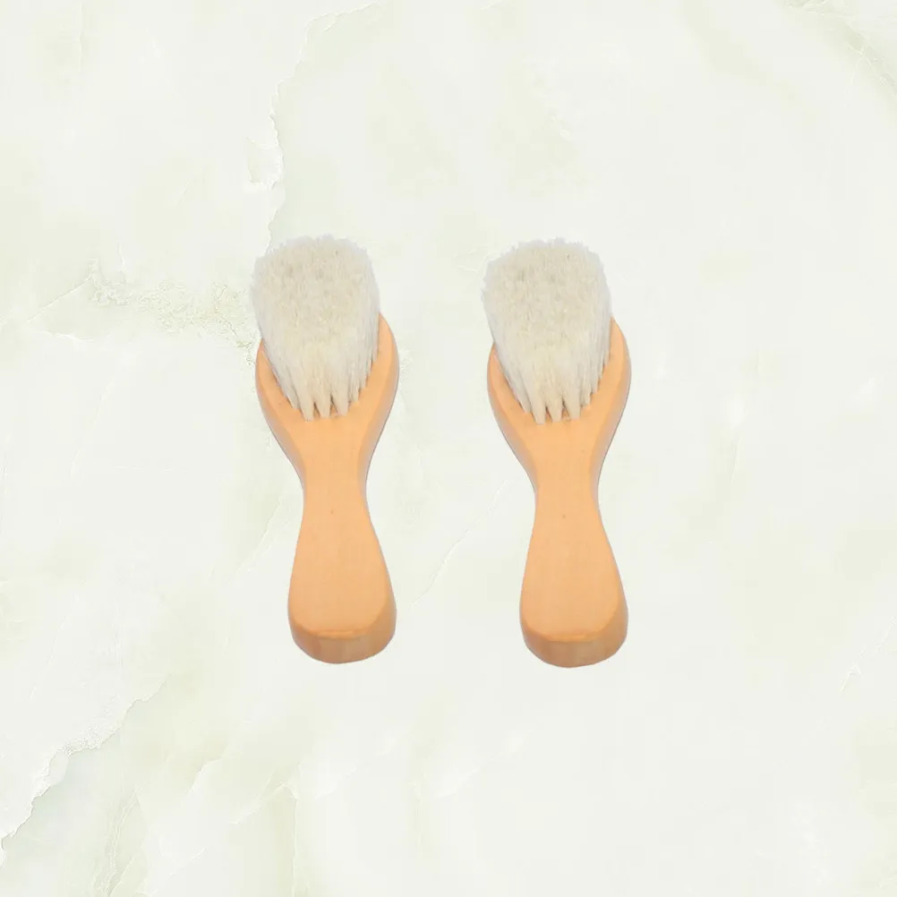 2Pcs Baby Grooming Kit Includes Hair Brush and Comb Wood Handle Soft Bristles Comfortable Bath Cleaning Tool for Infant Care