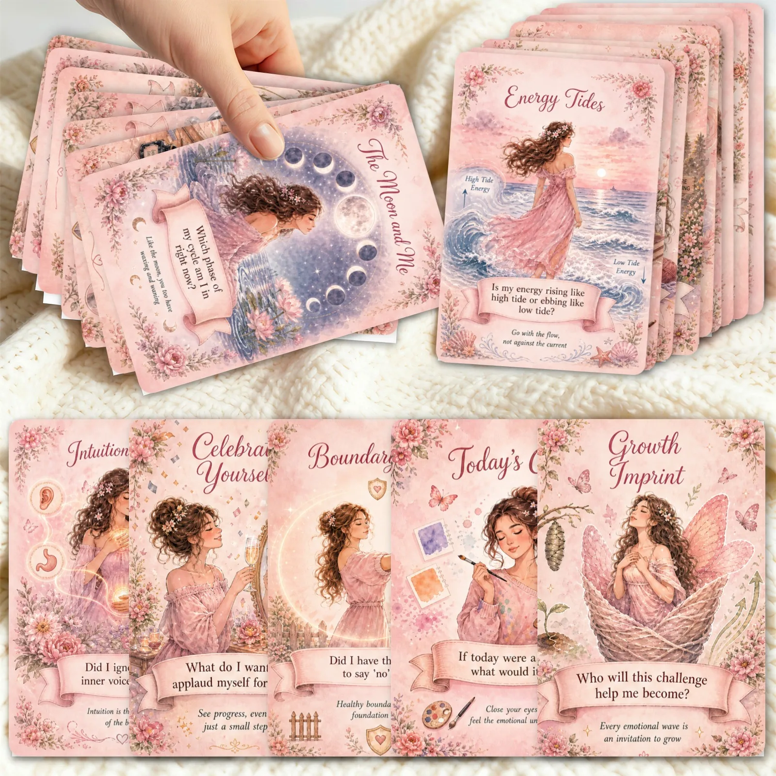 36-teiliges Set Selbstreflexionskarten im Ins-Stil, Englische Emotionale Reflexionskarten für Inneres Wachstum, Mentale Heilung, Positive Affirmationen, Mini-Karten – Detail 1