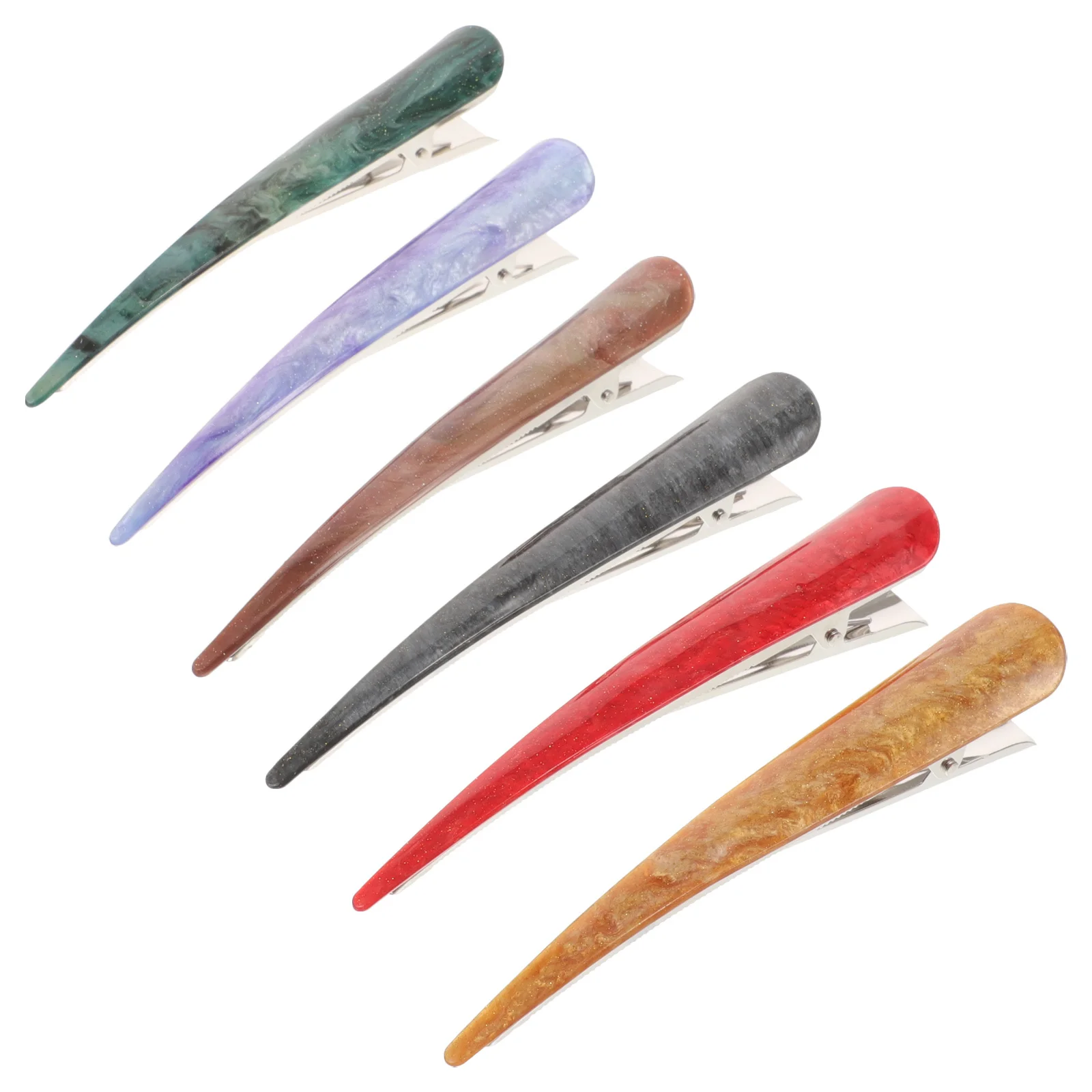 

6pcs Fashion Ox Horn Hairpin Durable Acrylic Hair Clips Ponytail Clamps For Women Mixed Color Travel Hair Accessories Stylish