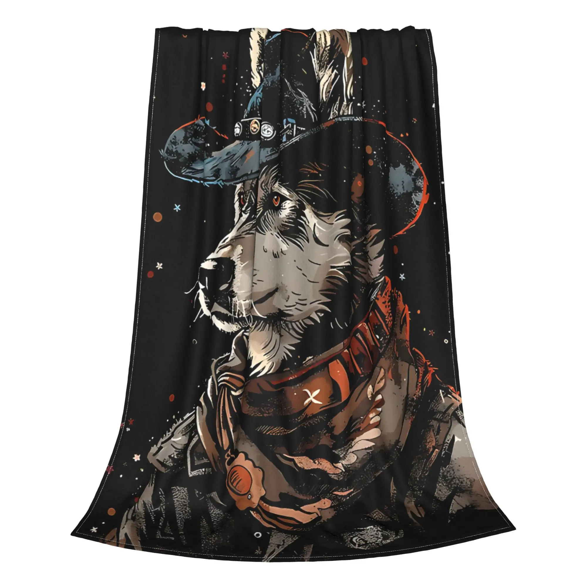 1PC Home Cutecore Husky Dog Cowboy Bark  Blanket Super Cosy Plush Home Living Room Sofa halloween