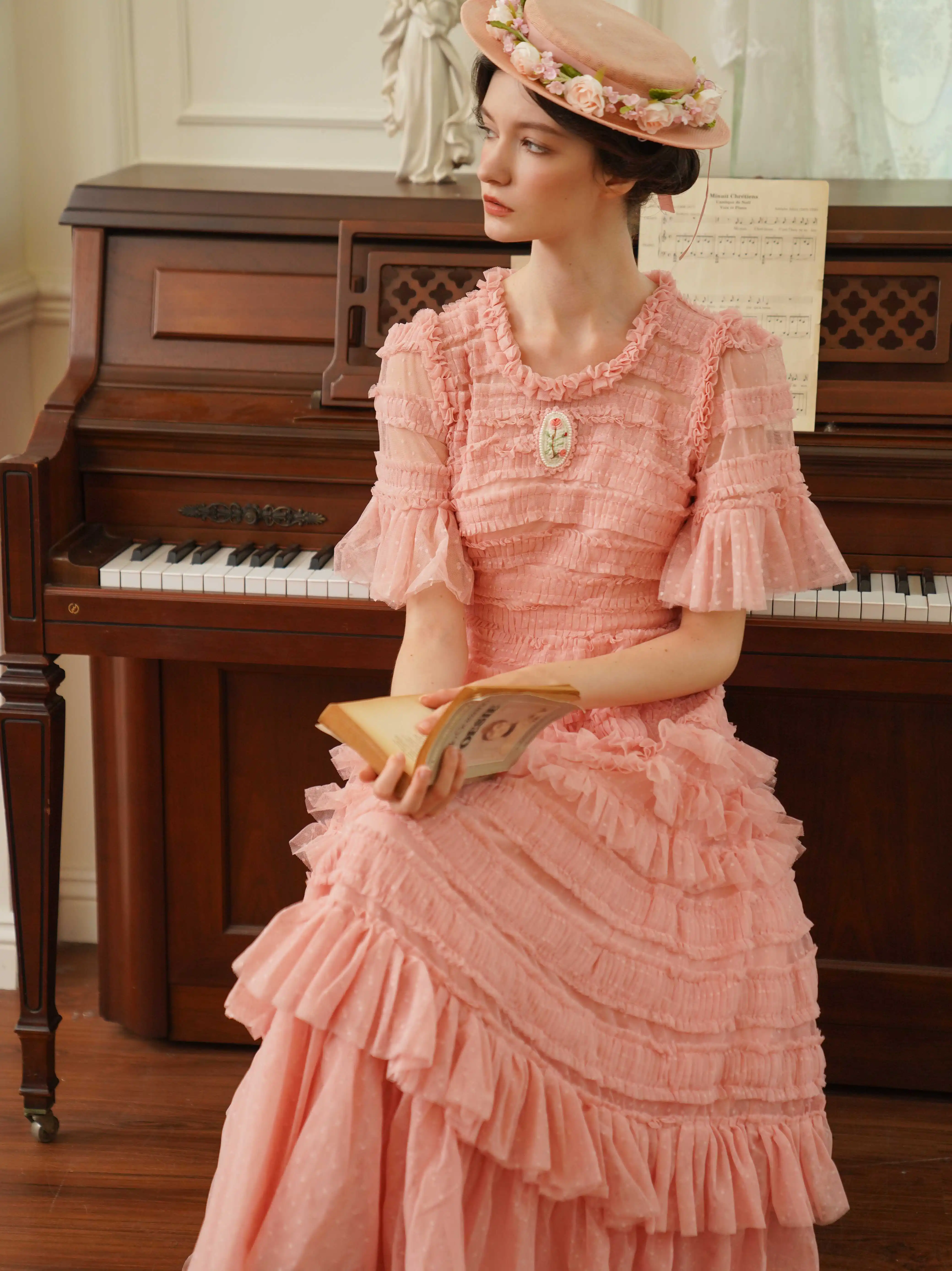 86-98cm busto verão festa de aniversário vestidos de baile feminino elegante fino bordado artesanal grande balanço vestido de noite saia em camadas