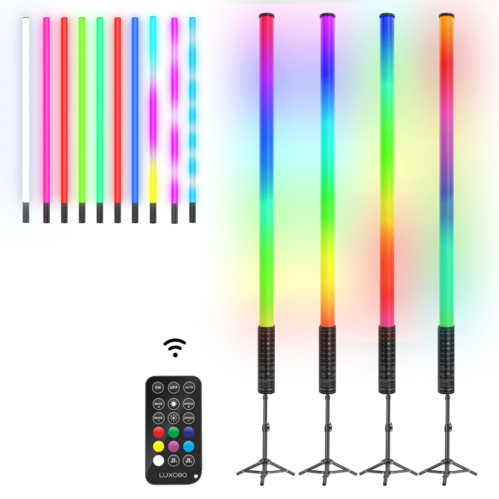 

LUXCEO Mood1A 4pcs 7.5W RGB Video Light Handheld Remote Control Led Tube Lights Bar Wedding Stand Party Events Decor.DJ Lighting