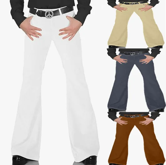 بنطال كاجوال مرن بلون سادة جديد للرجال