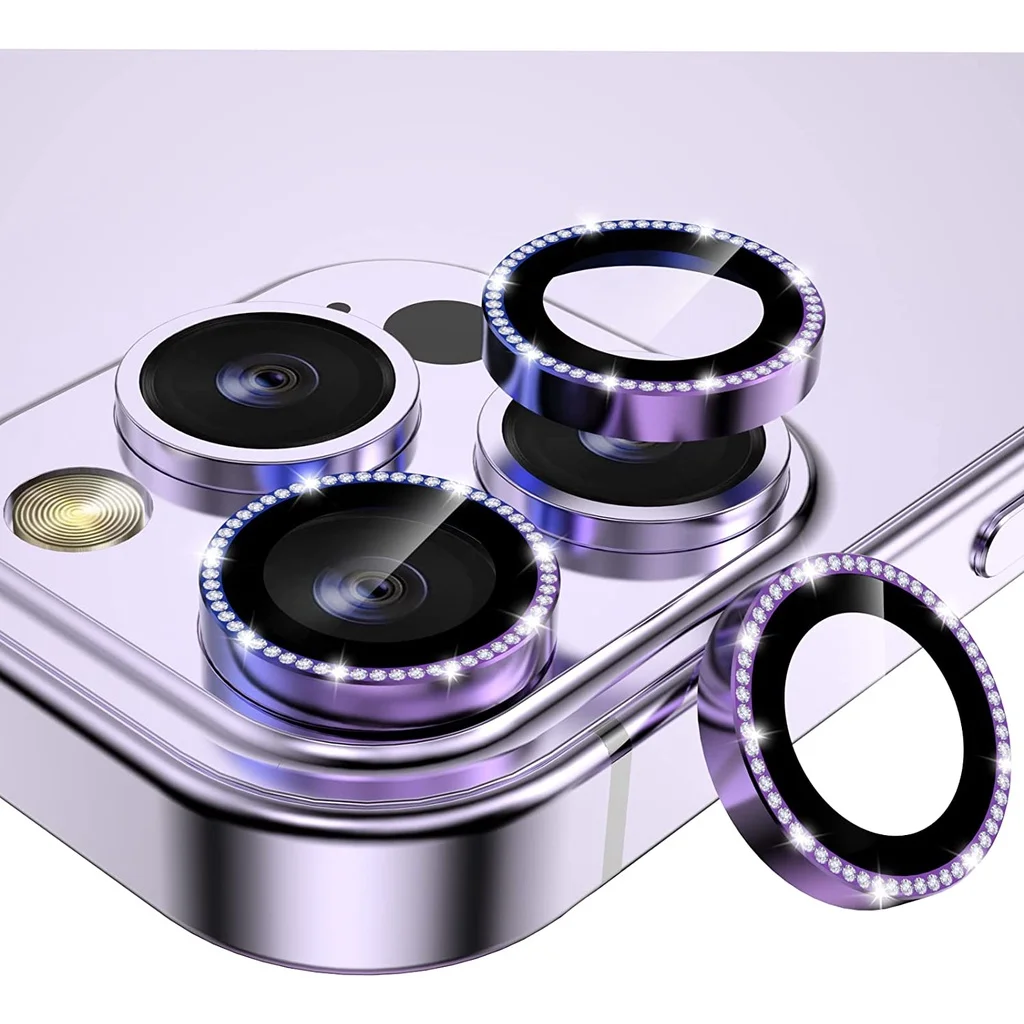 

Designed For iPhone 14 Pro Max Camera Lens Protector Bling Metal HD Tempered Glass Clear 14 Pro 13 Pro Max Case Friendly