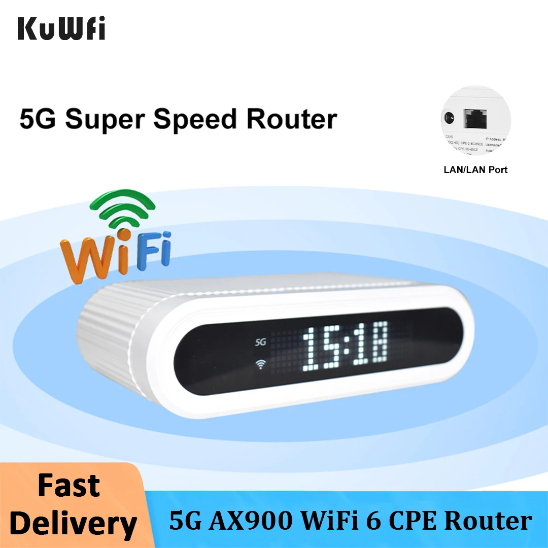 KuWFi 5G CPE Router 4000mAh Dual Band 2.4G 5G SA/NSA/LTE Mobile Wifi Hotspot 5g Router with Sim Card Slot 32 Users for Travel