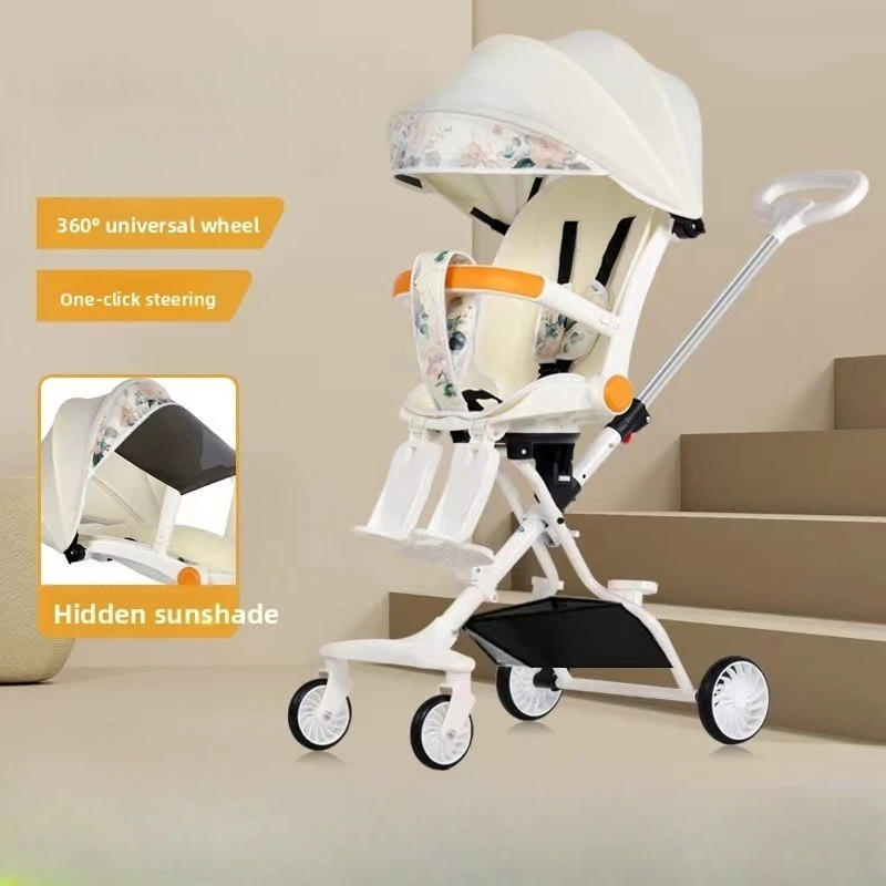 

One Hand Fold Reversible Stroller Wagon Extra Large Seat Breathable Canopy Travel Buggy for Infant Toddler Lightweight Compact
