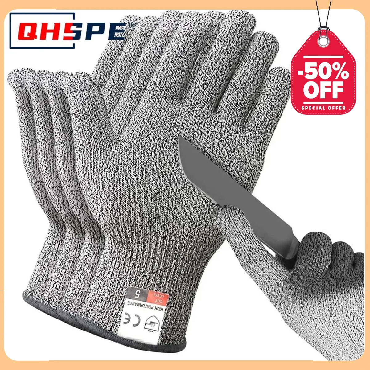 

Grade 5 Cut Resistant Gloves Kitchen HPPE Scratch Resistant Glass Cutting Safety Protection for Gardeners