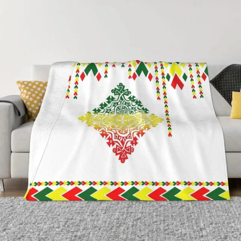 

Ethiopian Painting Art Baby Blankets Fleece Textile Decor Breathable Warm Throw Blankets for Bed Outdoor Rug Piece