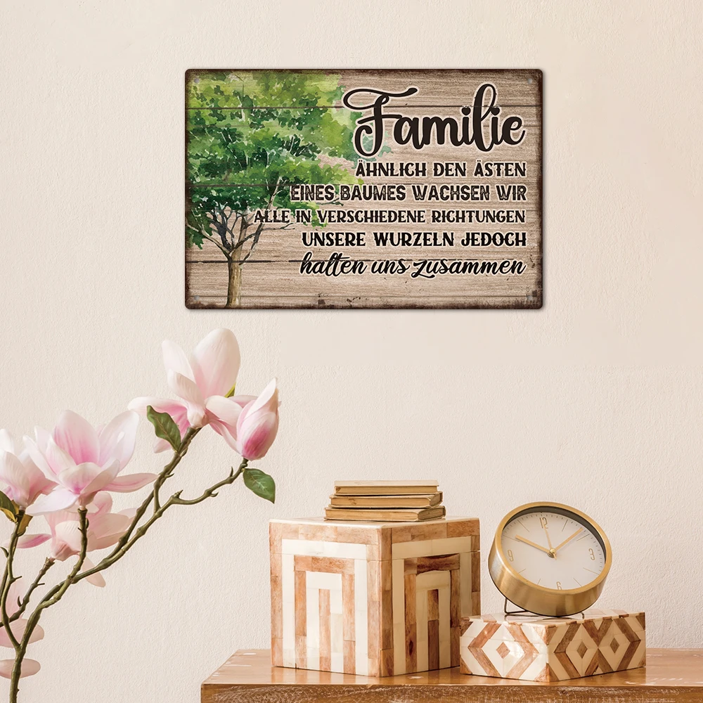 Putuo Decor 1pc German Vintage Metal Tin Sign, Wall Art Decor for Home Farmhouse Living Room，Family, Best Gifts for Friends