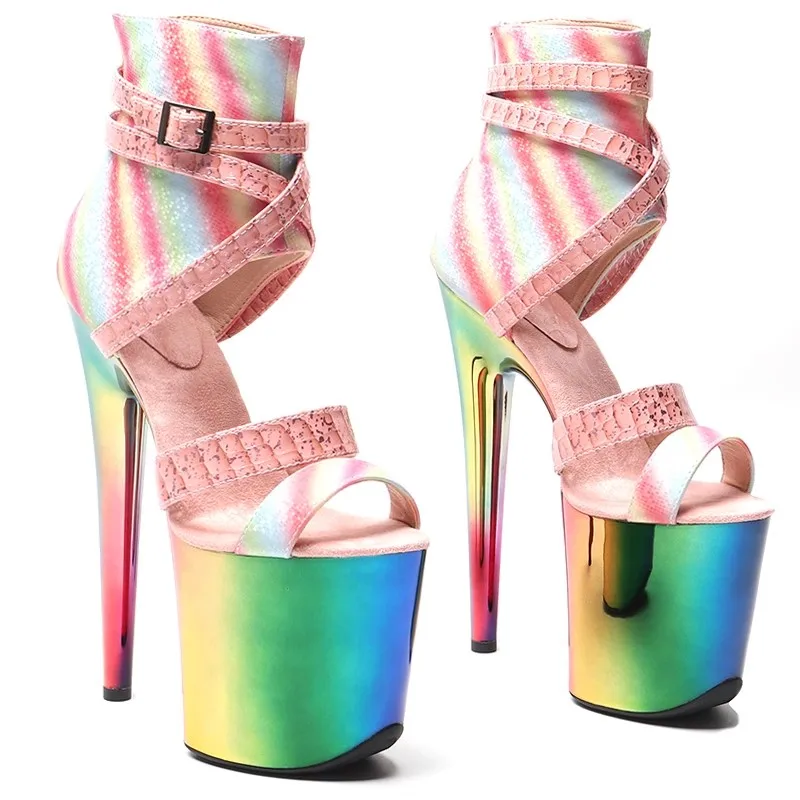 

Fashion 20CM/8inches PU Upper Plating Platform Sexy High Heels Sandals Pole Dance Shoes 213