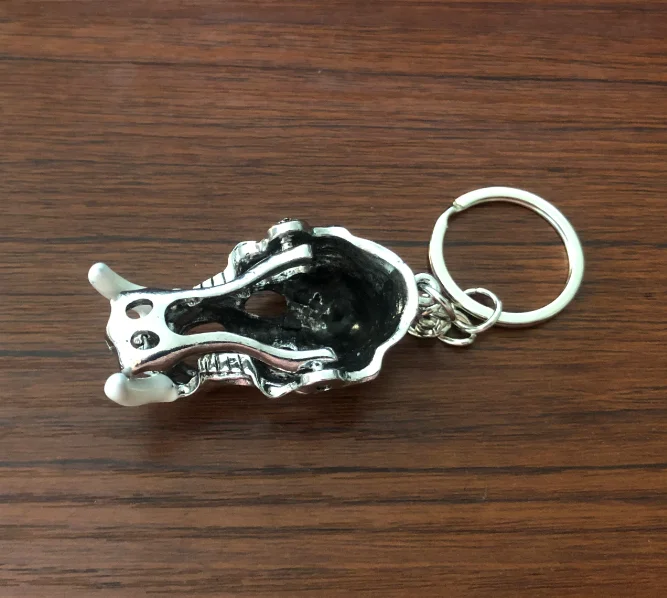 Smilodon Dinosaur Skull Keychain Goth Saber Toothed Tiger Mammoth Dino Keyring La Brea Tar Pits Mouth Moveable Gothic Jewelry