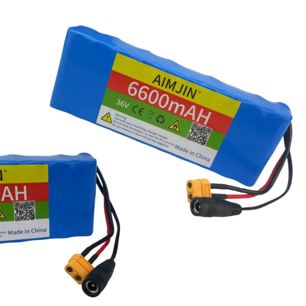 New 10S2P 18650 36V 6.6Ah lithium battery pack with built-in BMS, suitable for electric scooters bicycles ,with chargers