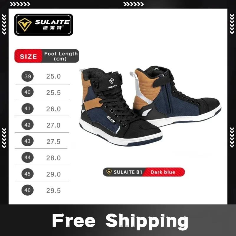 

New SULAITE Four Season Motorcycle Boots Microfiber Motocross Shoes Anti-slip Biker Boots Causal Motorboats Motorcycle Sneakers