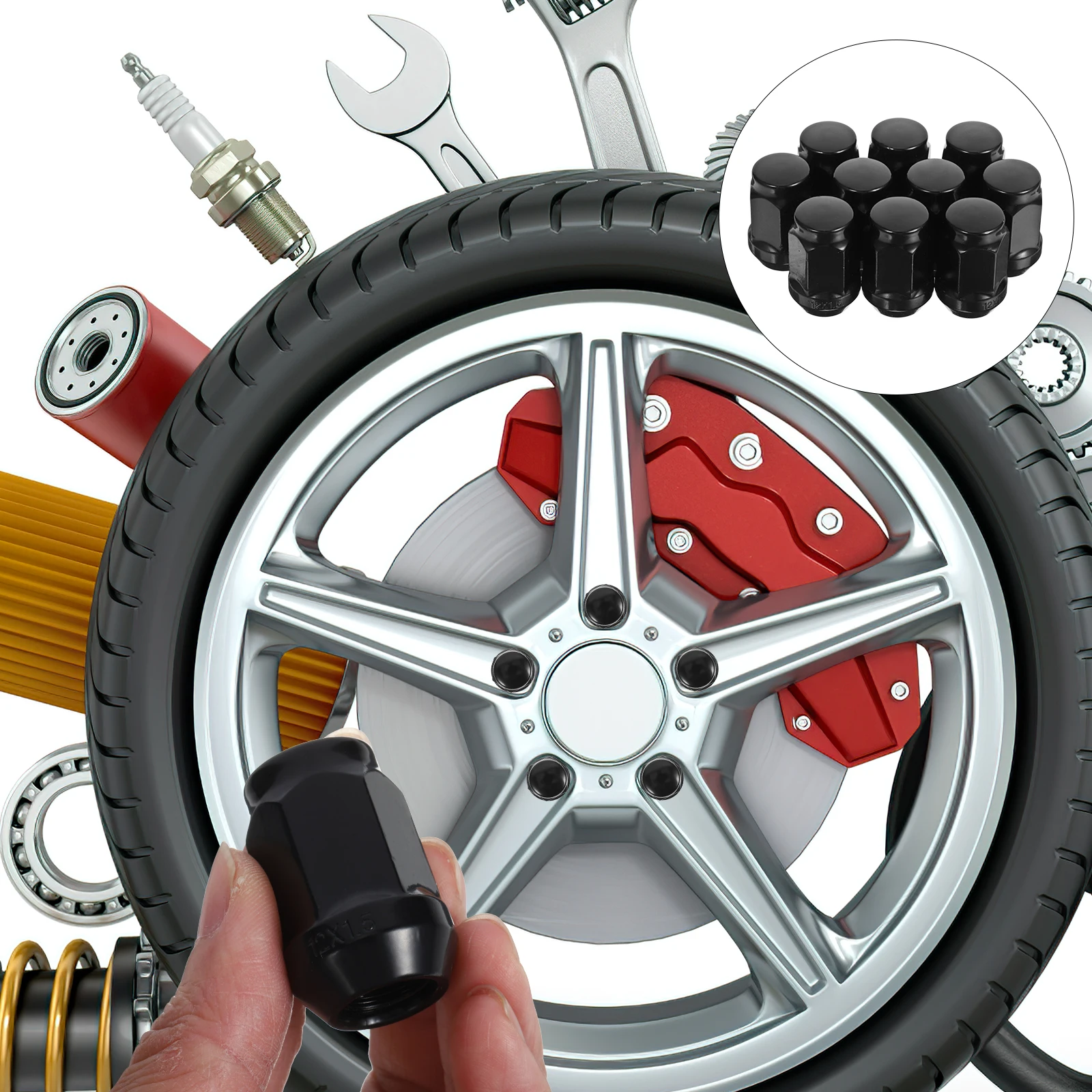 

10pcs Chrome Hubcap Nuts 35mm Height 19mm Width 6 Sides Salt Spray Tested Lug Covers Universal Fit Car Accessories