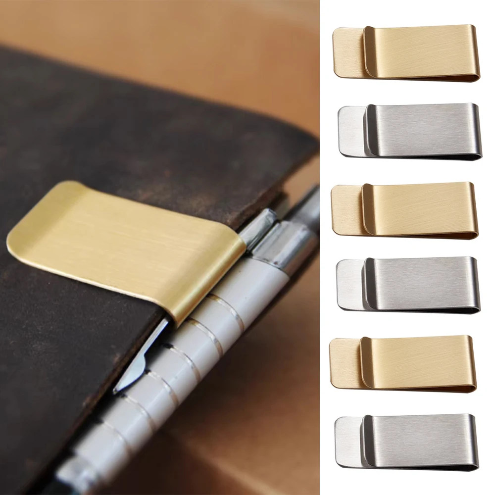 Portable Pen Holder Stainless Steel Ticket Folder High Quality Metal Clip For Note Book Multifunction Pen Clip Office Stationery