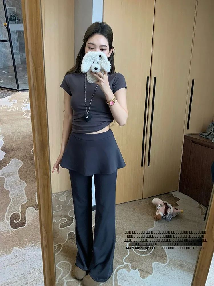 

Wu Daxiao Summer 2025 Airy Comfortable Slimming Butt Covering Meat Concealing Versatile Sweat Absorbing Two-Piece Long Sve...