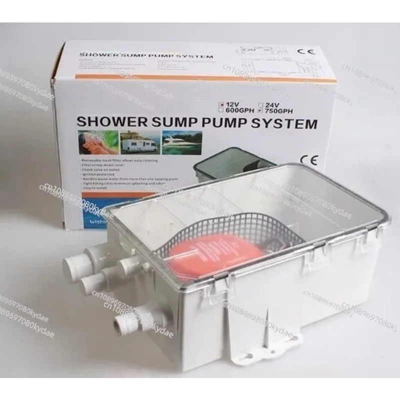 12V/24V 750GPH Boat Marine Shower Sump Pump Drain Kit System Multi-port Inlet RV Camper