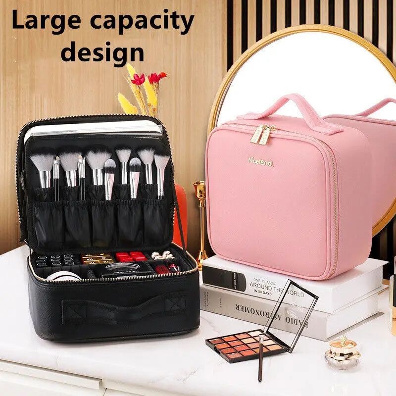 Smart LED Makeup Bag With Mirror Lights Large Capacity Professional Cosmetic Case For Women Travel Organizers Beauty Kit Storage